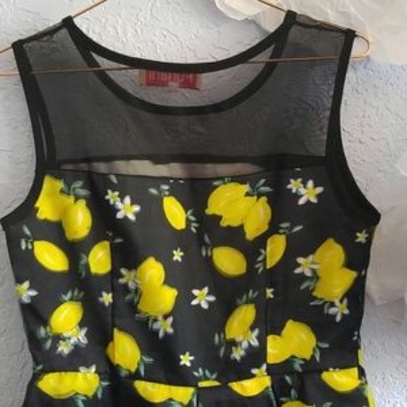 Funani Lemon NWOT Sleeveless Mini Gathered Waist Super Fun Dress SZ L - Picture 5 of 5